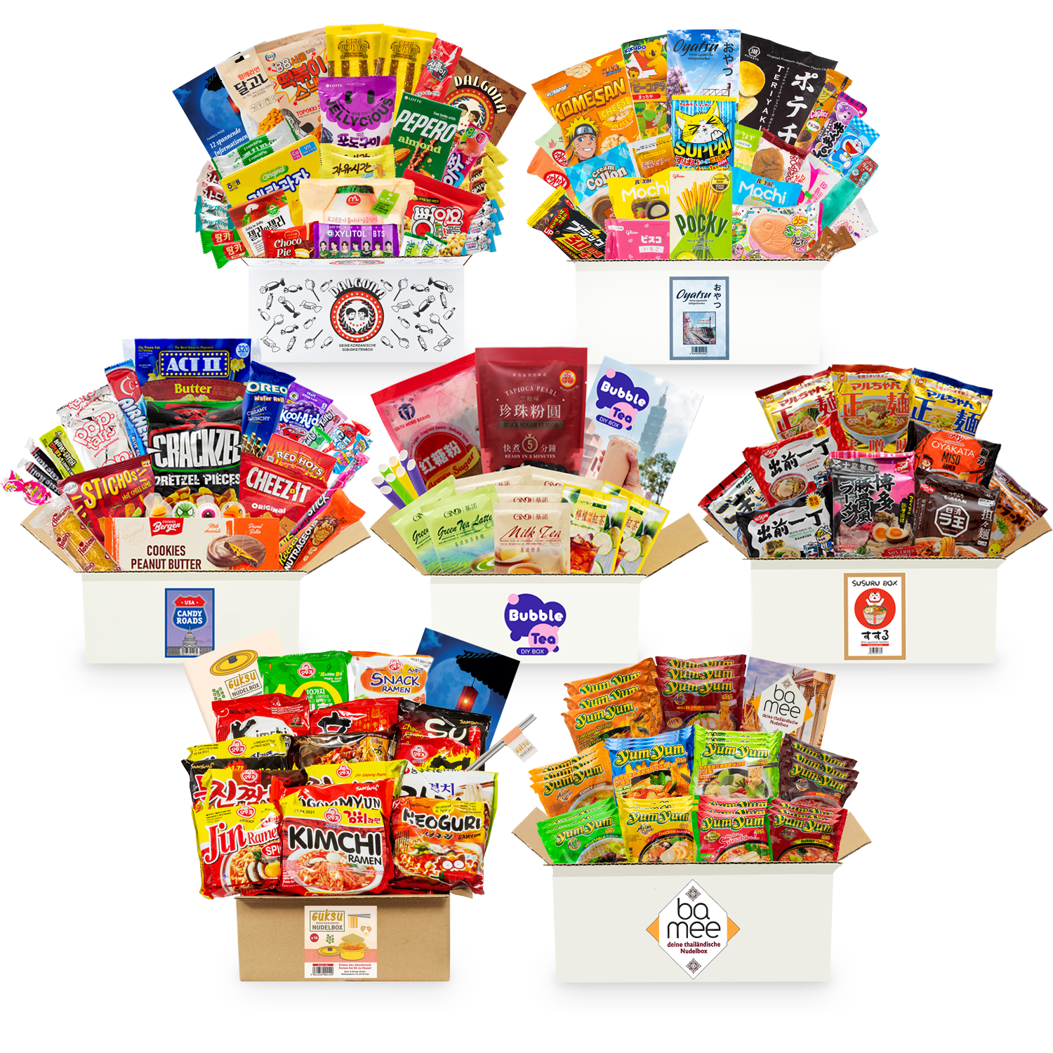 ViaMundi Experience: 7 Überraschungsboxen mit Süßigkeiten, Instant-Nudeln und Getränken