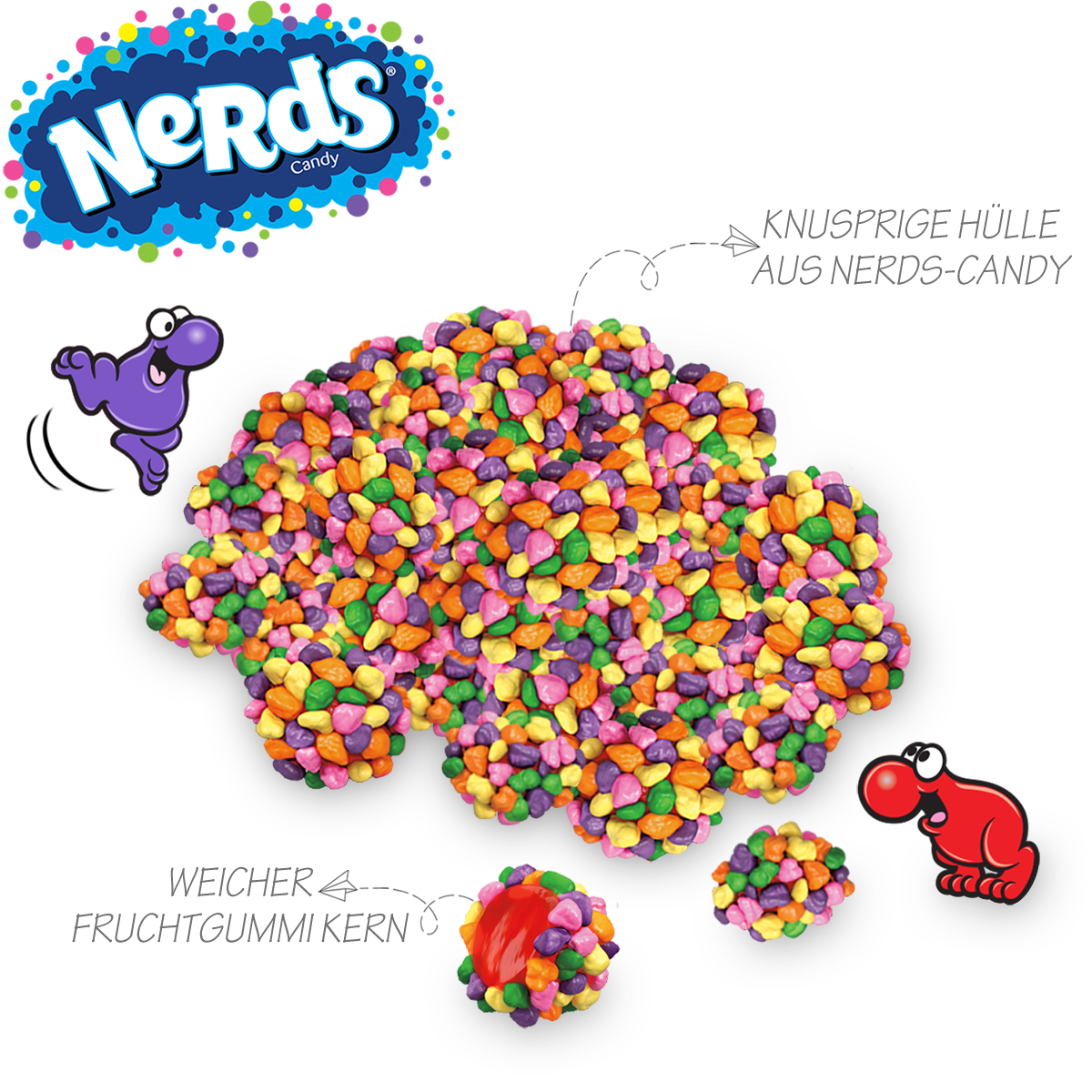 Wonka Nerds Gummy Clusters: American fruit gums with Nerds Candy