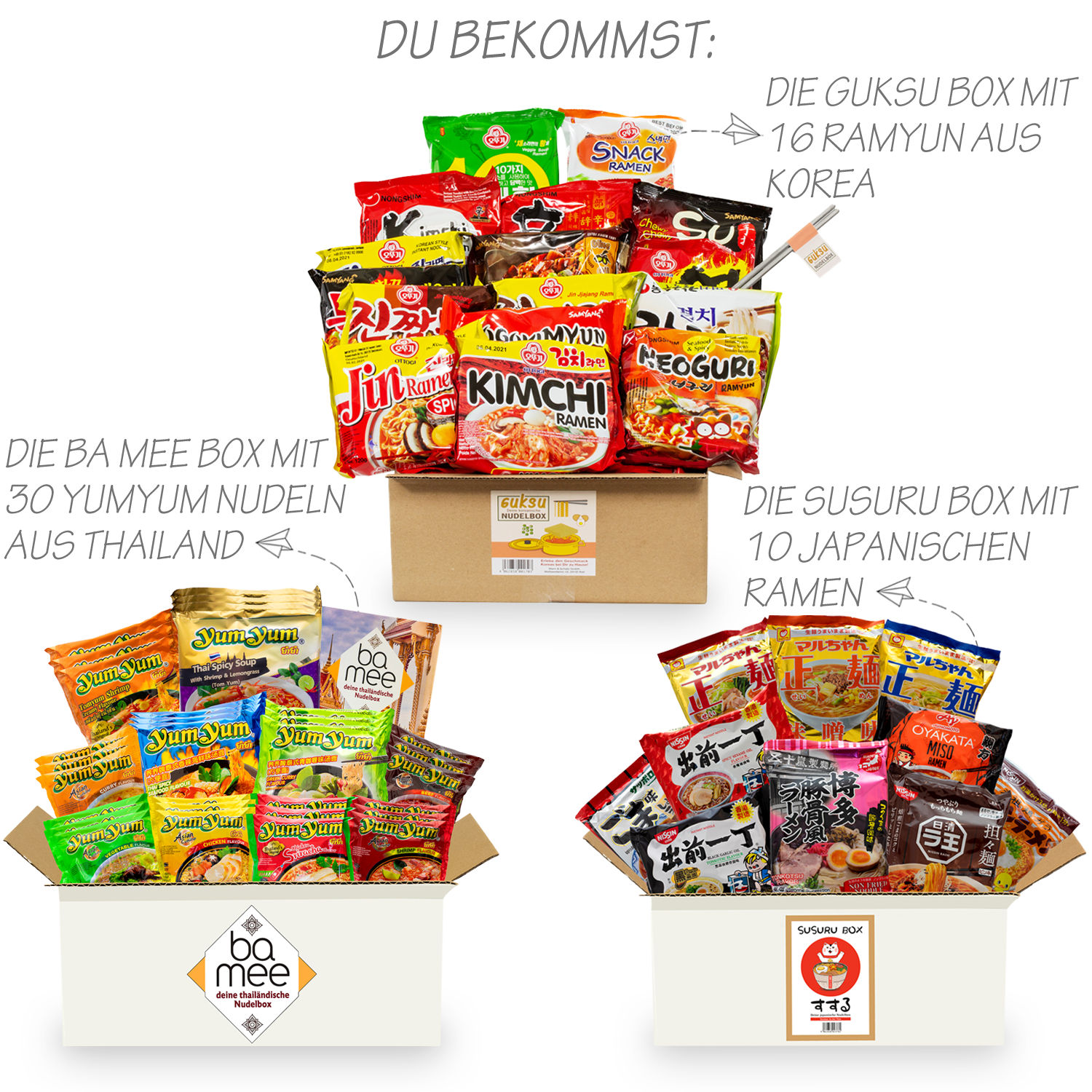 Noodle Experience: 3 noodle boxes from Japan, Korea and Thailand