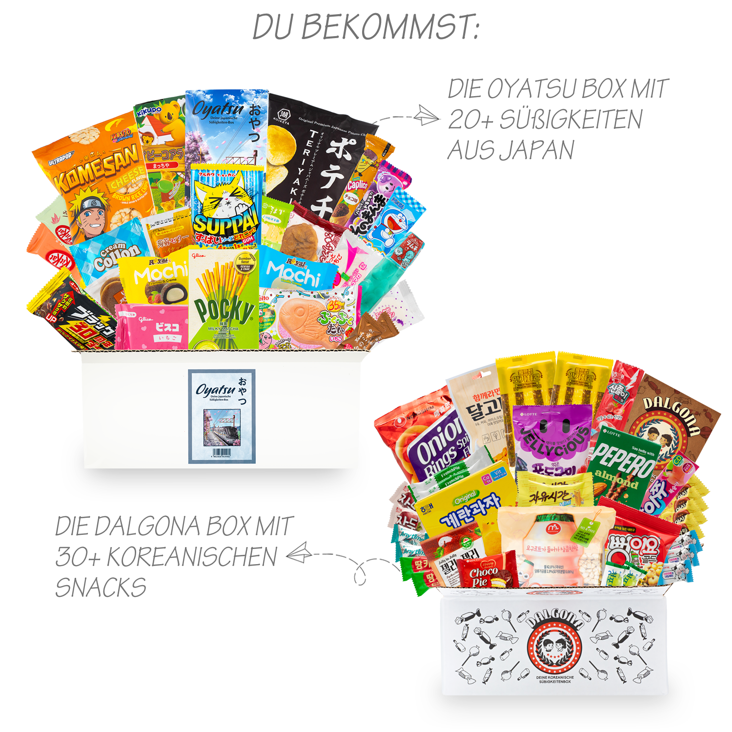 Snack bundle: 2 candy boxes from Korea and Japan
