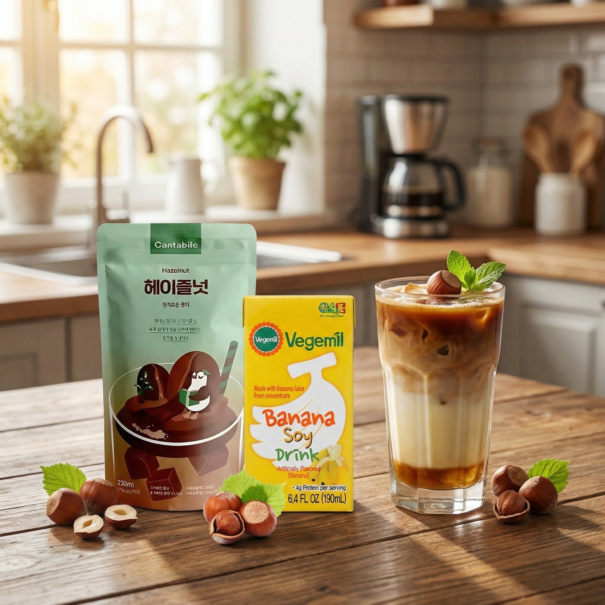 Koreanischer Milchkaffee: Banana Milk & Iced Coffee im Set