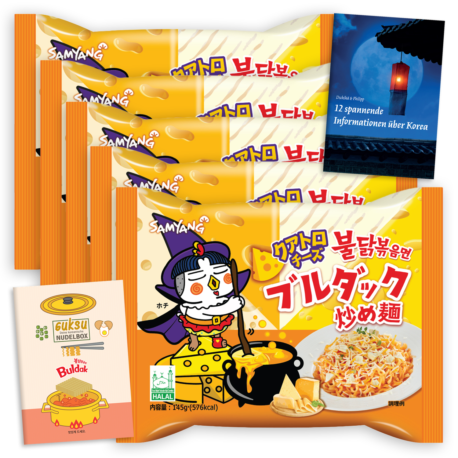 Guksu Buldak Quattro Cheese: Set mit Samyang Buldak Instant-Nudeln (LIMITIERT)