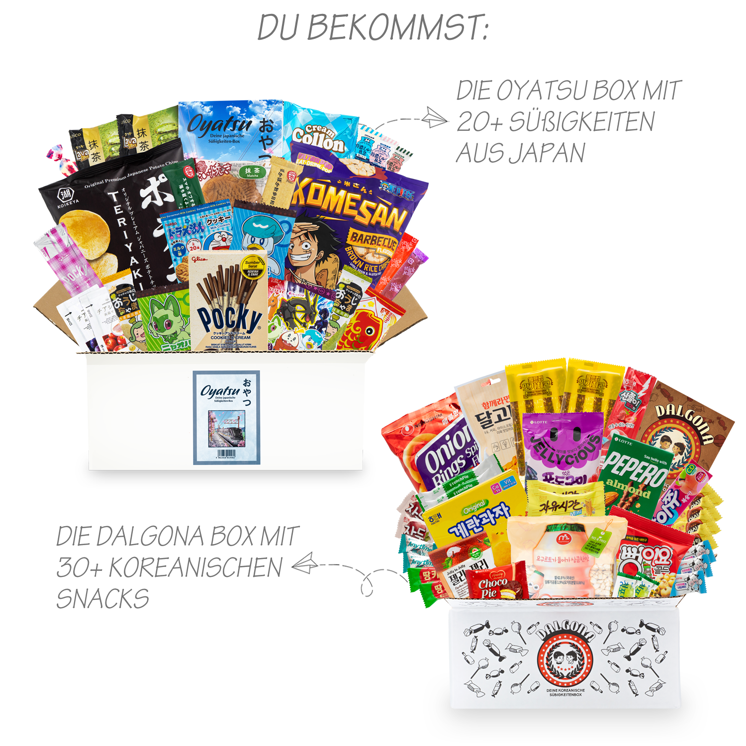 Snack bundle: 2 candy boxes from Korea and Japan