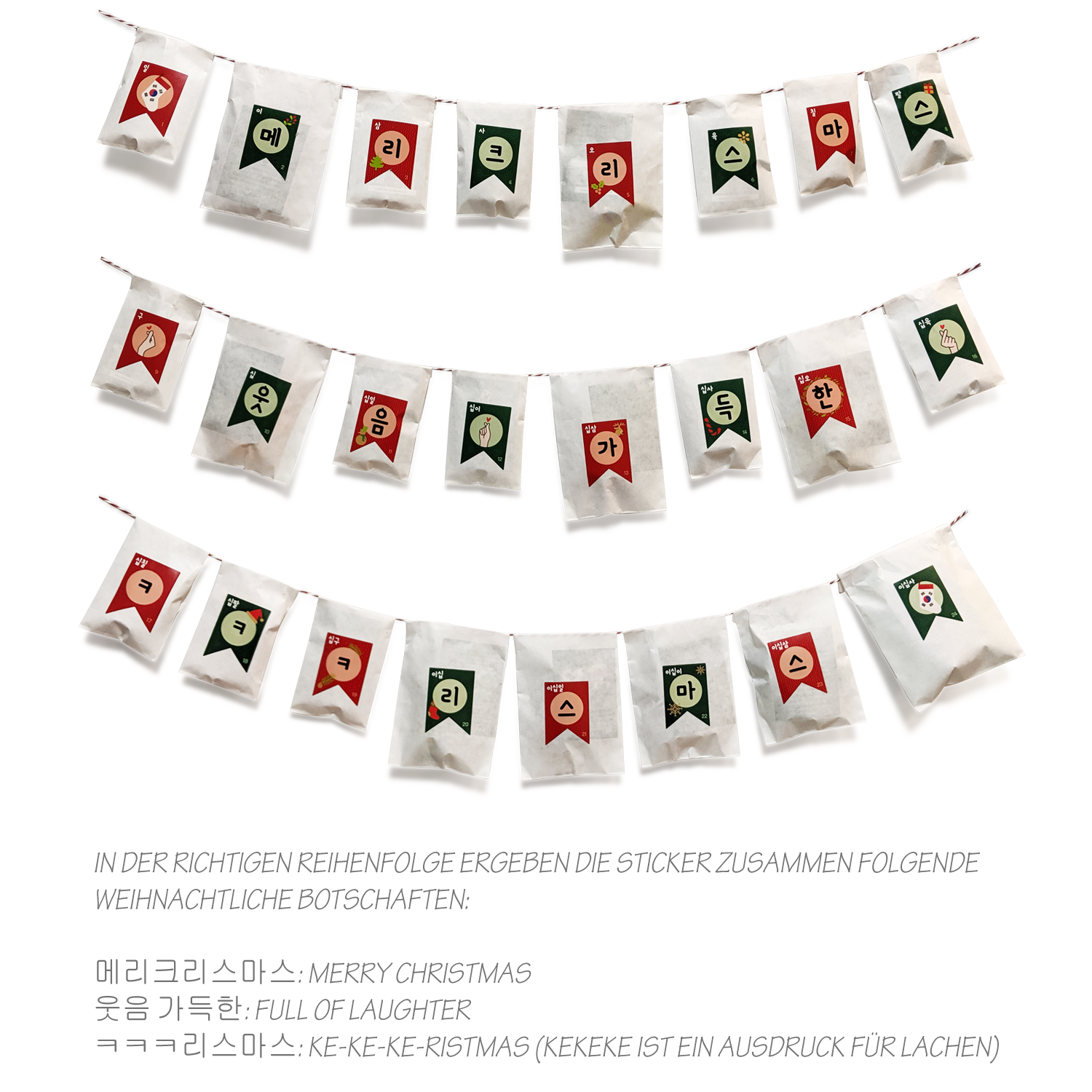 Koreanische Adventskalender-Aufkleber