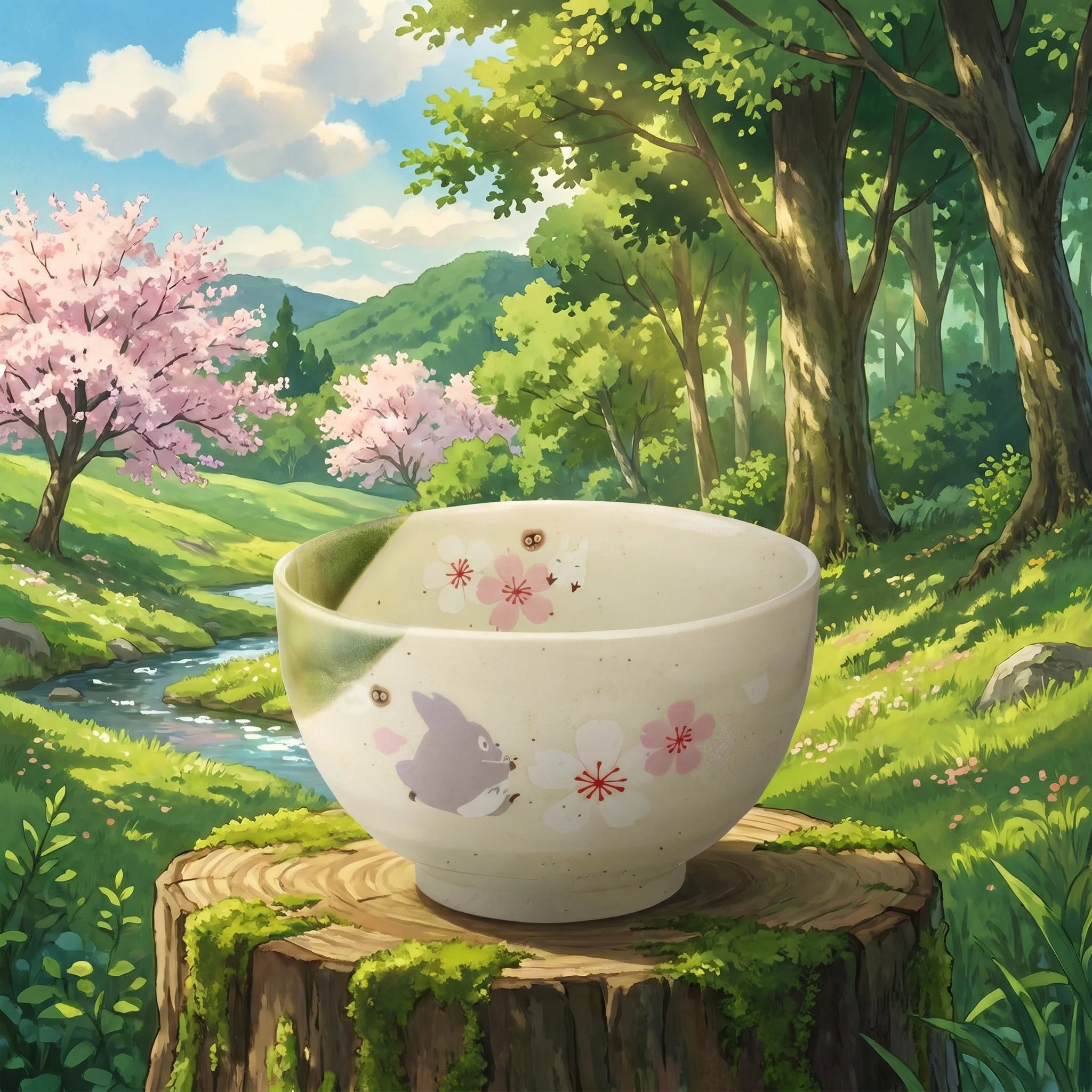Mein Nachbar Totoro: Mino-Keramikschüssel mit Kirschblüten-Design