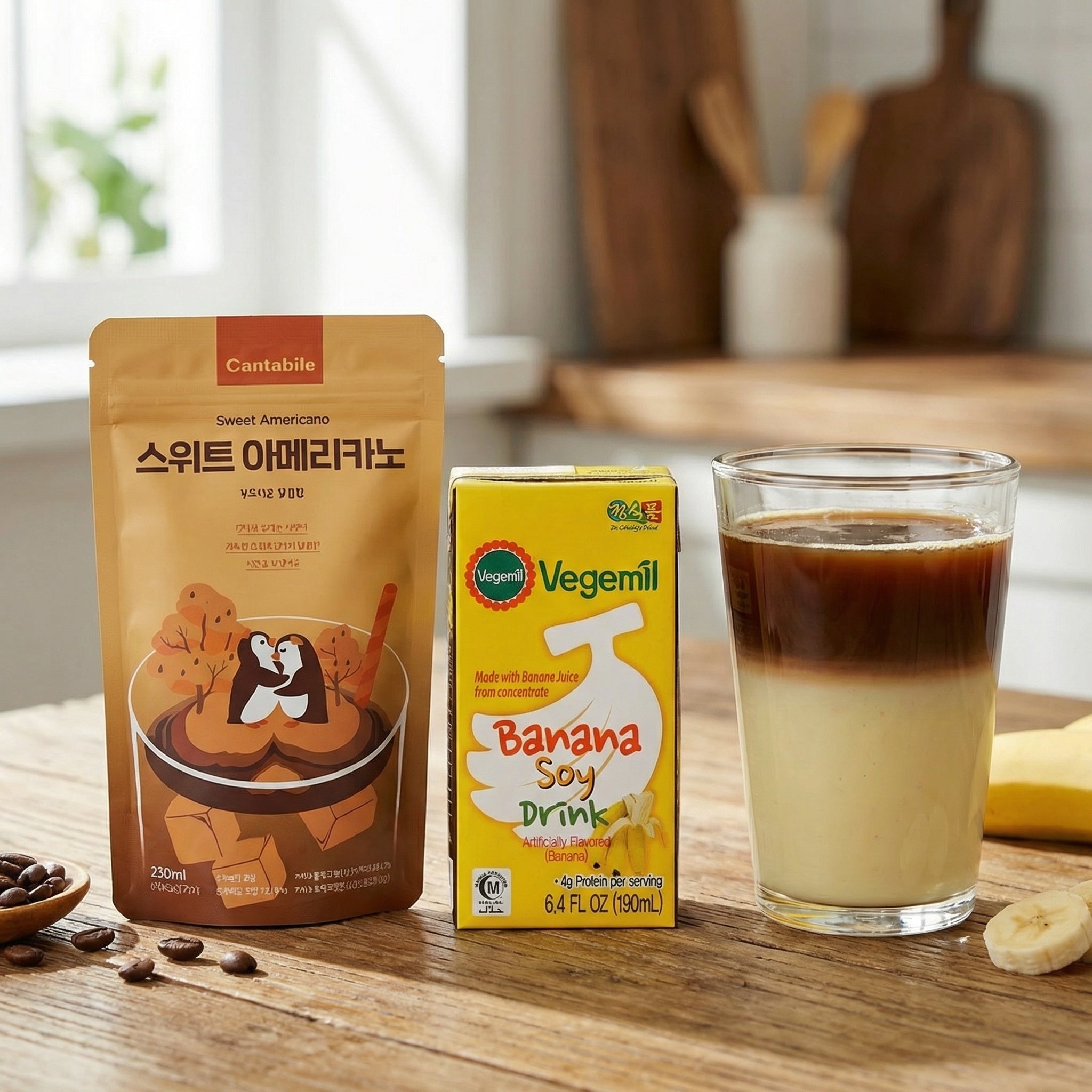 Koreanischer Milchkaffee: Banana Milk & Iced Coffee im Set