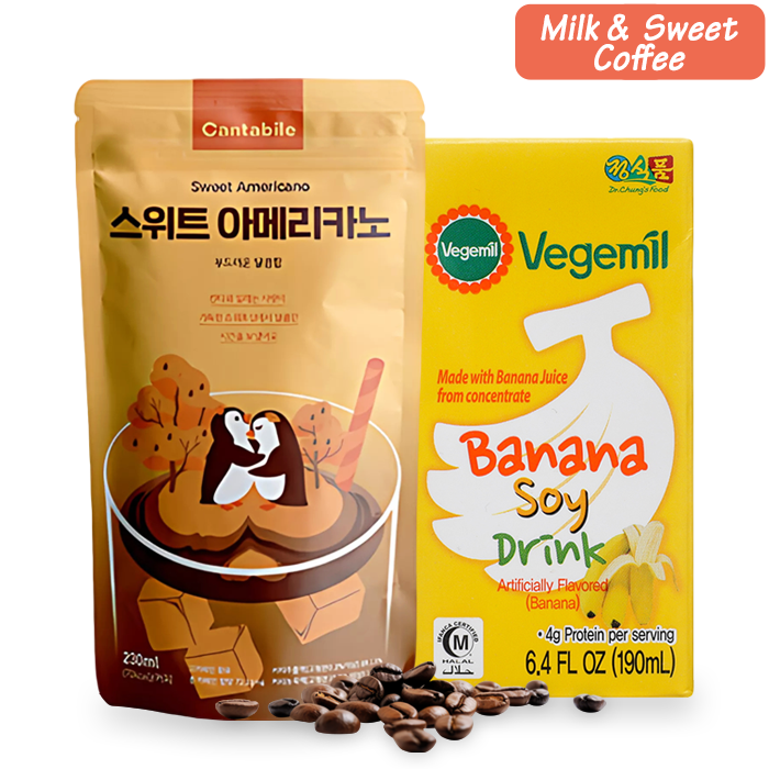 Koreanischer Milchkaffee: Banana Milk & Iced Coffee im Set